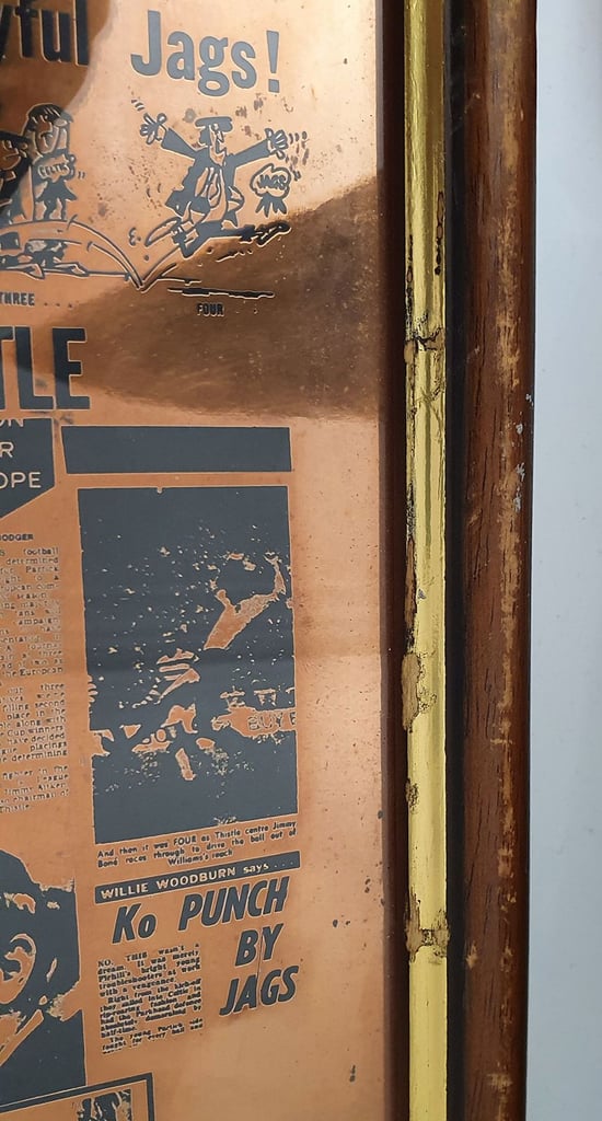 Framed 1971 Partick Thistle v Celtic FC copper-coloured commerative plate