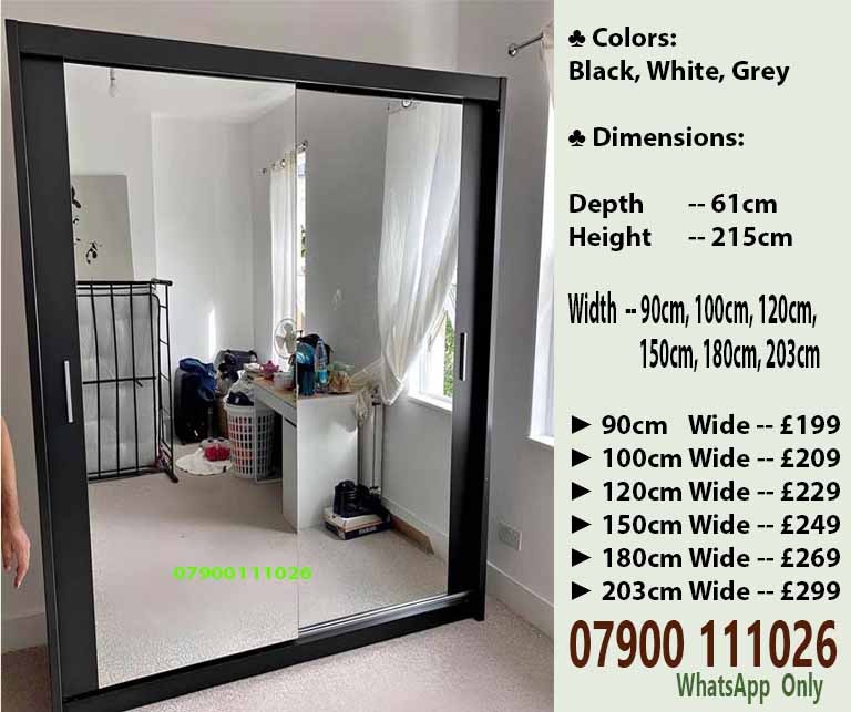 Premium Berlin Milan Chicago 2 \ 3 Full Mirror (Brand_new) Sliding Door