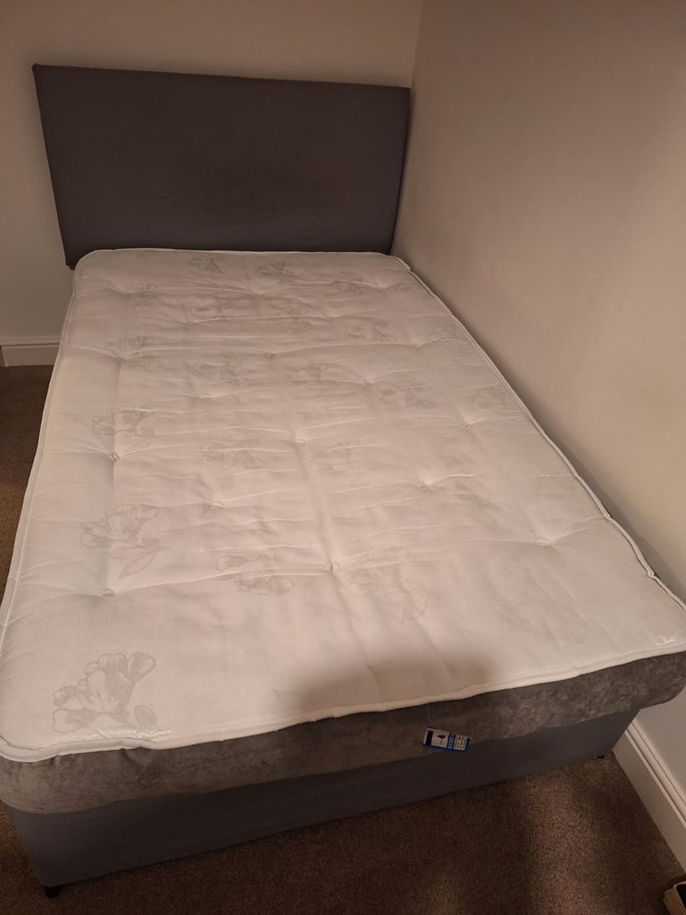 image for Double Divan bed 4 drawers headboard and mattress.