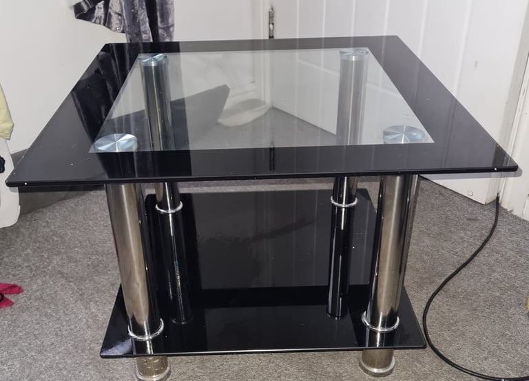 Black glass table