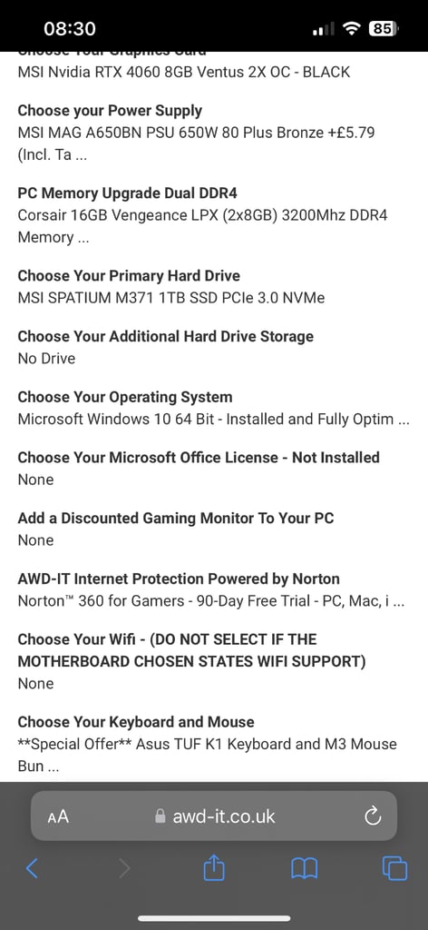  Infinity White, AMD Ryzen 5 5500, NVIDIA RTX 4060 8GB - Windows 10