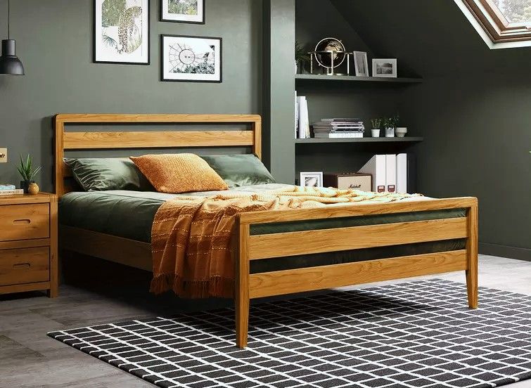 image for Wooden double bed scandi chic