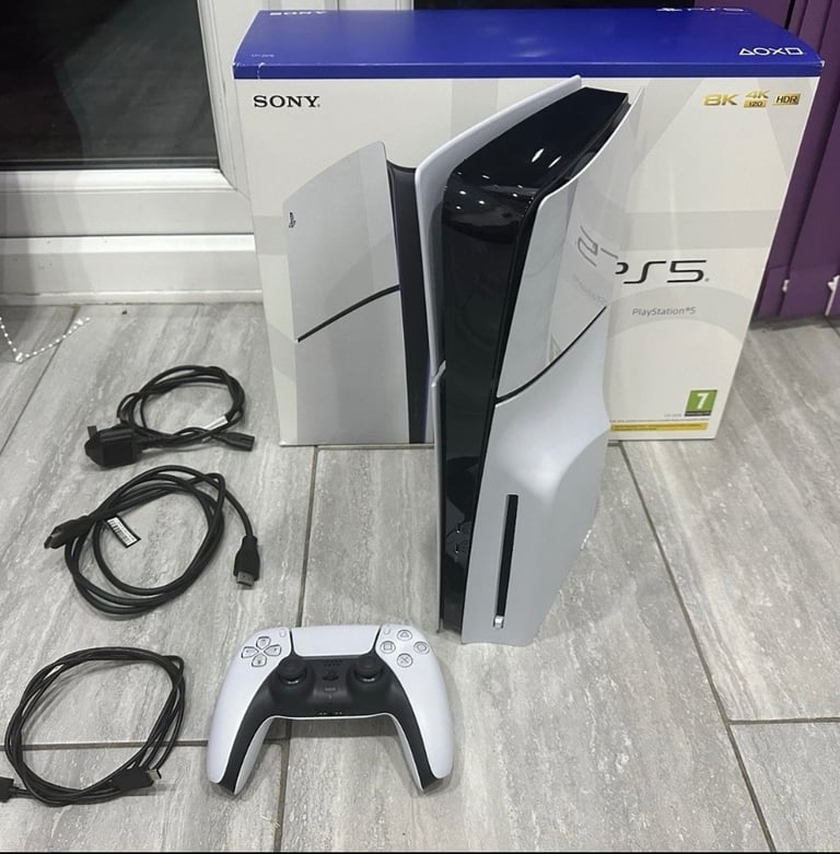 Sony PS5 Slim Disc Edition 1TB Console with box.