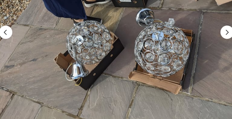 DAR Modern Chrome Crystal Orb Pendant Light - Stunning Circular Design Chrome