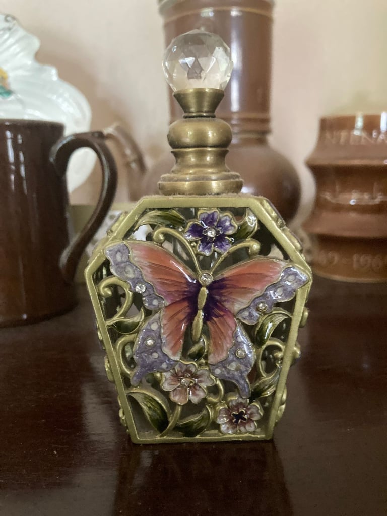 image for Pretty Perfume Bottle Decorated With Butterflies (empty)  - 'Reasonable' offer accepted 