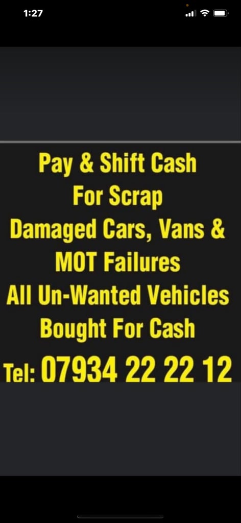 Scrap cars and vans bought for cash 24/7 service 