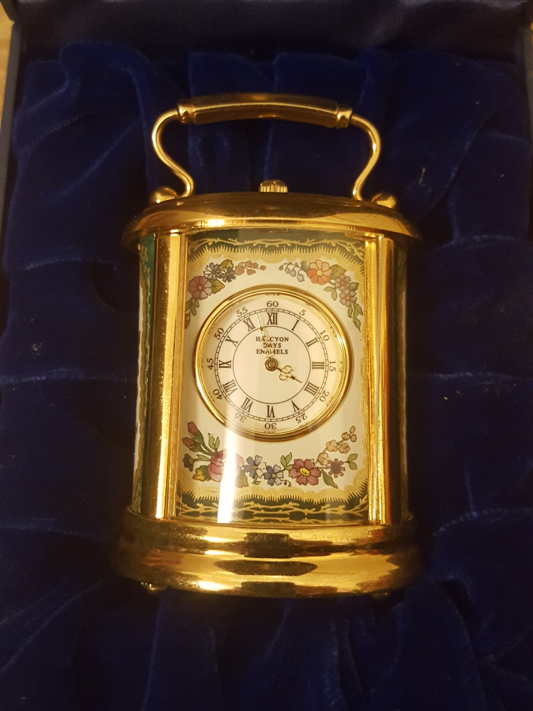 HALCYON DAYS ENAMELS GEORGIAN FLOWER CLOCK BOXED