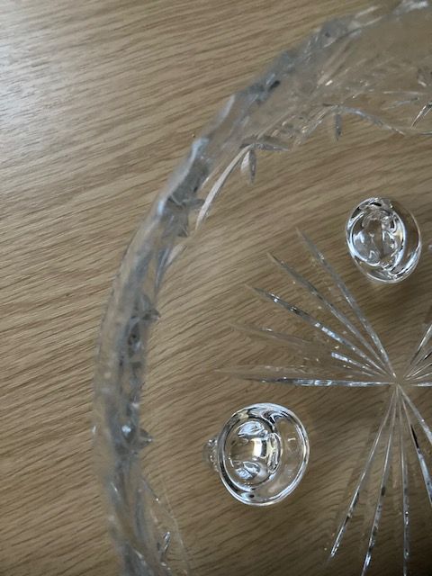 Vintage Large Heavy Crystal Footed Fruit Bowl