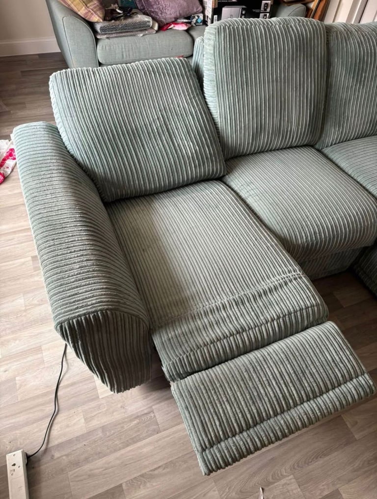 Right hand reclining corner sofa