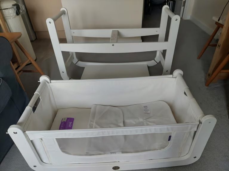 Cot Bed Snuzpod with mattress, SnuzPod2 Natural Crib Mattress & Waterproof Crib Mattress