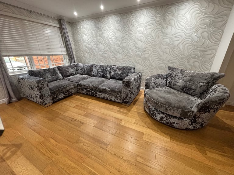 Corner sofa and cuddle swivel chair 