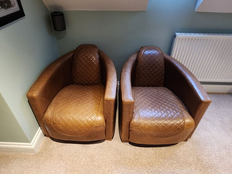 Leather chairs and footstools