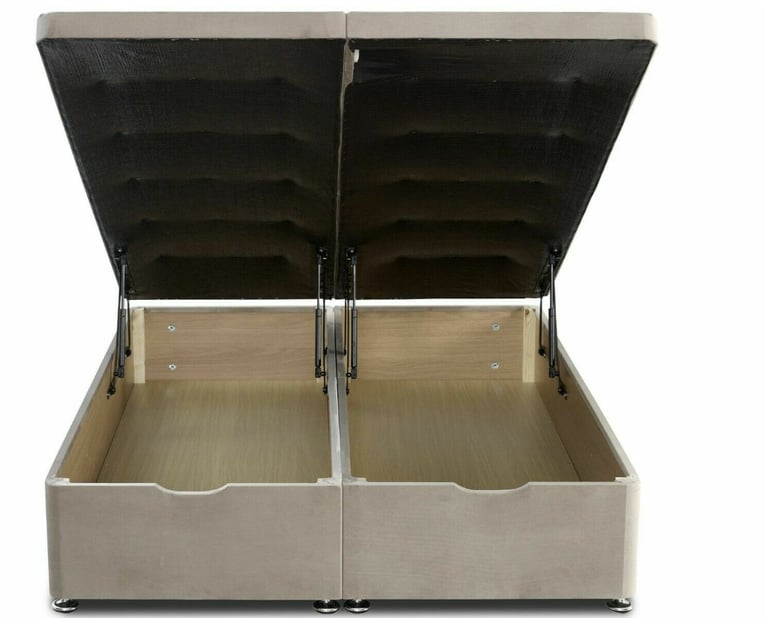 5ft King Size Mink Soft Velvet Ottoman Storage Bed - Gas End Lift Up Frame Base