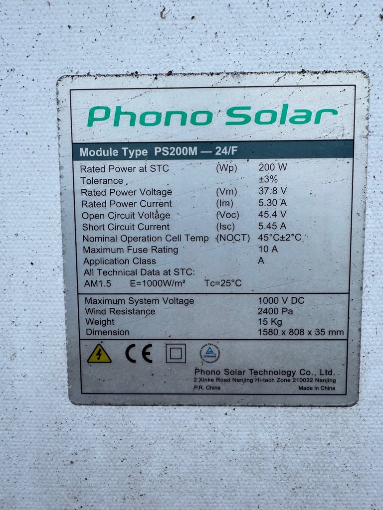 Used 200W Solar Panels, 8 Available 
