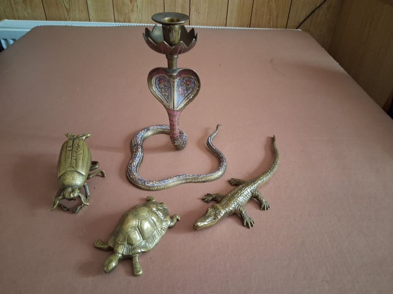 FOUR BRASS ANIMAL ORNAMENTS