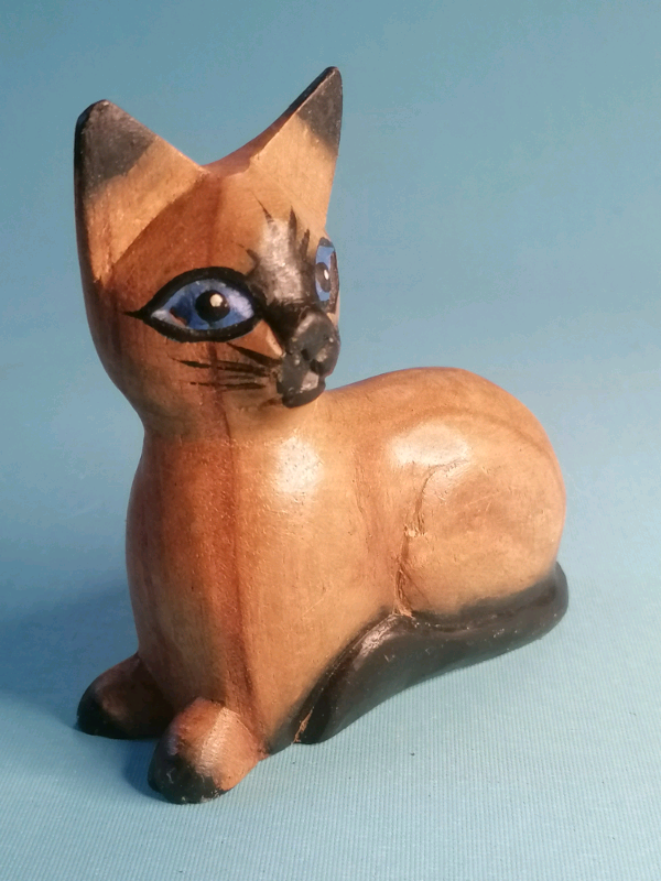 image for 4-inch. Wooden Handmade brown colour cat. 