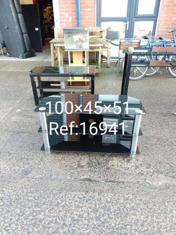 image for Black glass tv unit, Ref:16941 £10.00