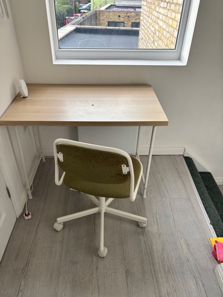 IKEA Office Chair & Desk - Green Örfjäll & wood effect desk