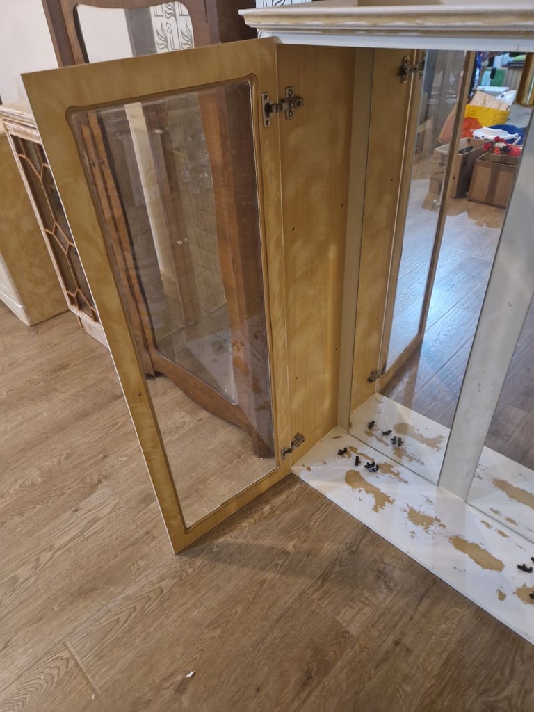 FREE CABINET!! Sanded down glass cabinet with two glass shelvesready for painting.