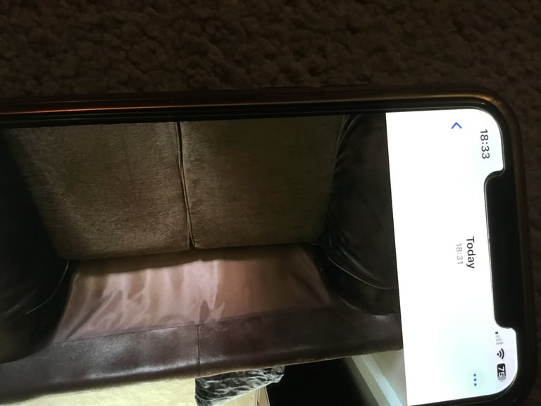 Brown sofa faux leather 2 seater