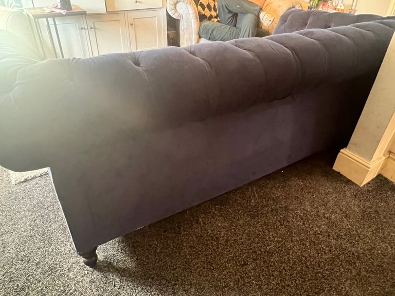 Next navy blue chesterfield 3x seater sofa 