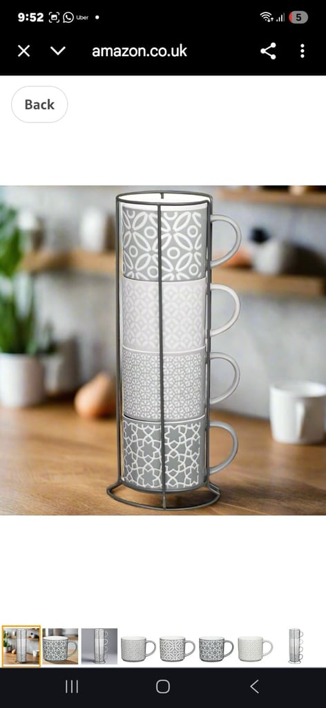 image for BRAND NEW Set x4 Coffee Stacking Tea Cups Mugs kitchen home