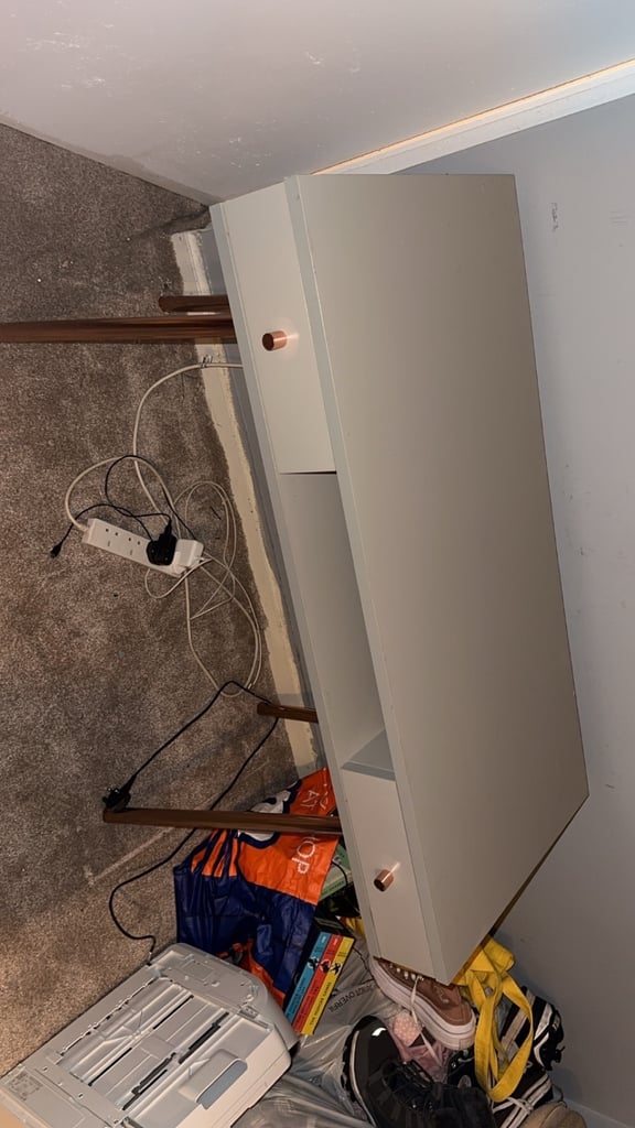 Grey and rose gold desk 