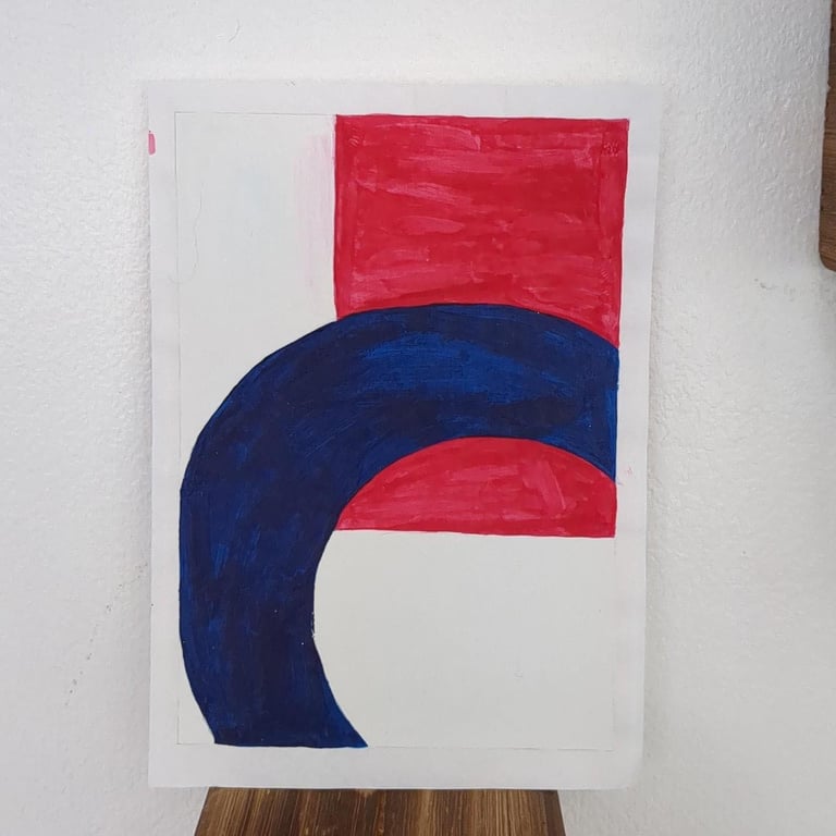 image for Blue and red abstract painting on paper #abstractart  