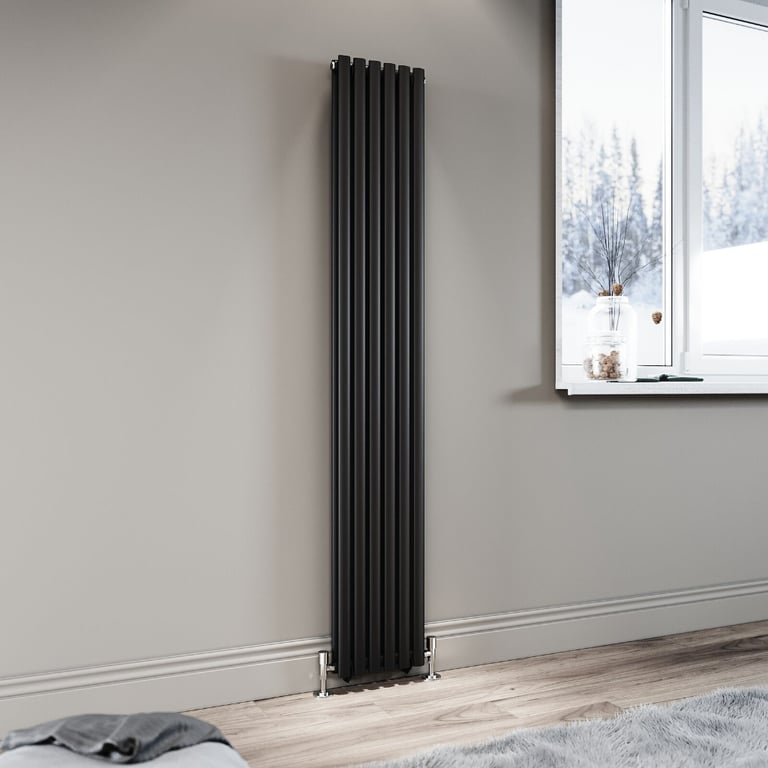 image for New Double Black Oval Panel Radiator 1800 x 294mm RRP £200 Our Price £135