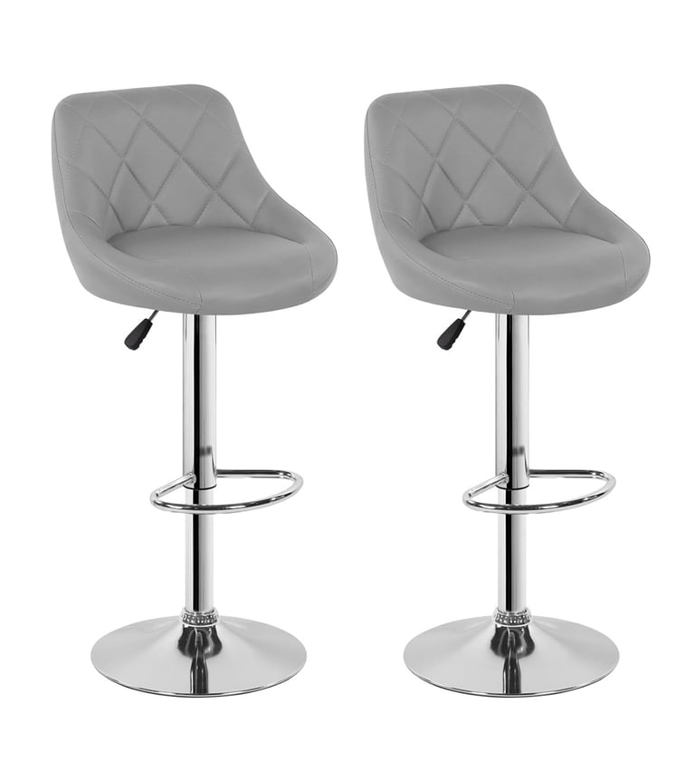 Bar Stools Set of 2, PU Leather Breakfast Kitchen Stool with Adjustable Swivel