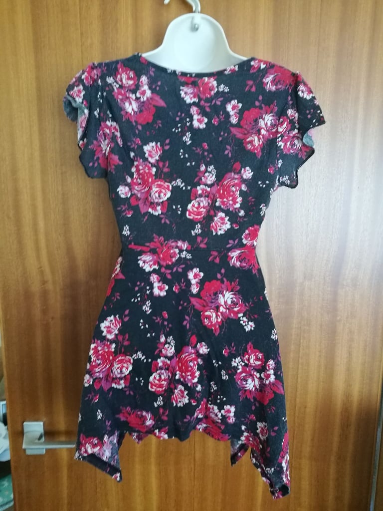 Black, red floral top 8