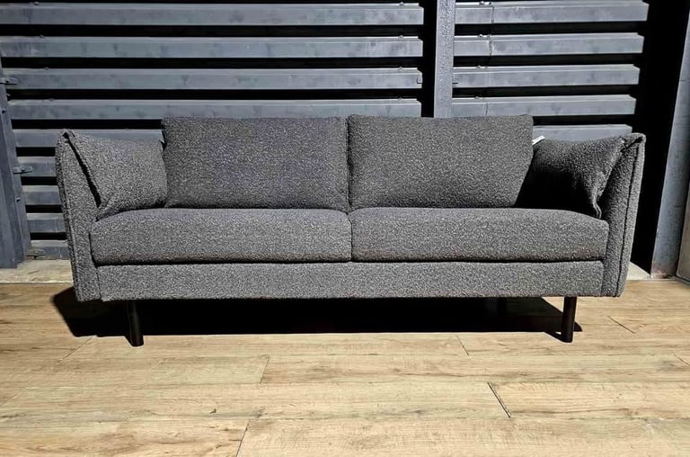 Unused Boucle 3 Seater Sofa - Grey.