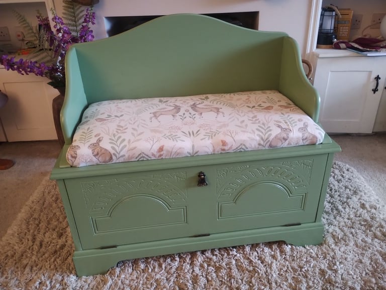 image for Vintage Country House Wooden Shoe Cupboard Storage Trunk Settle Bench Seat