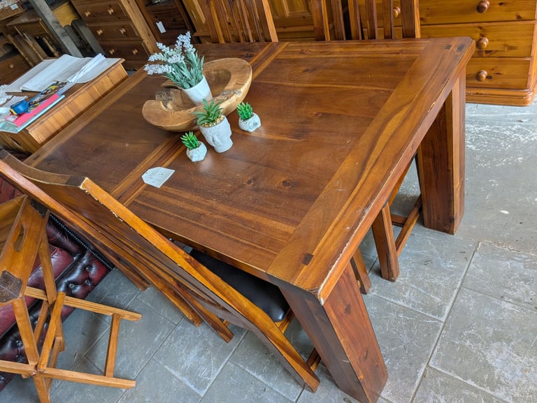 Solid pine dining table and chairs 