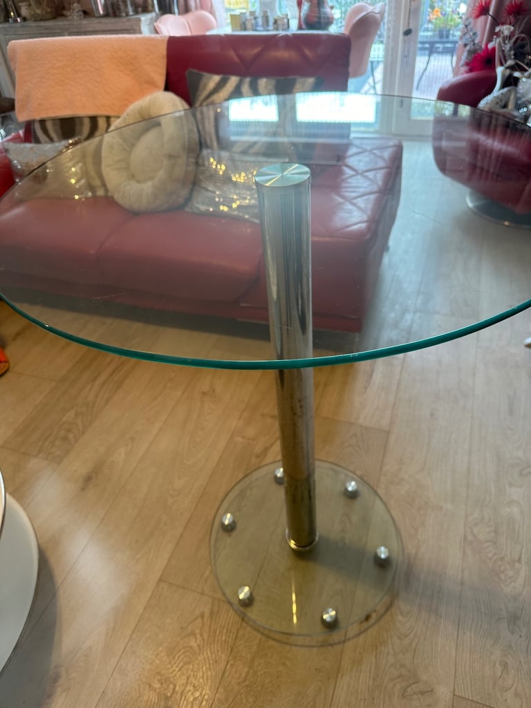 image for Stunning Tall bar  glass chrome table 