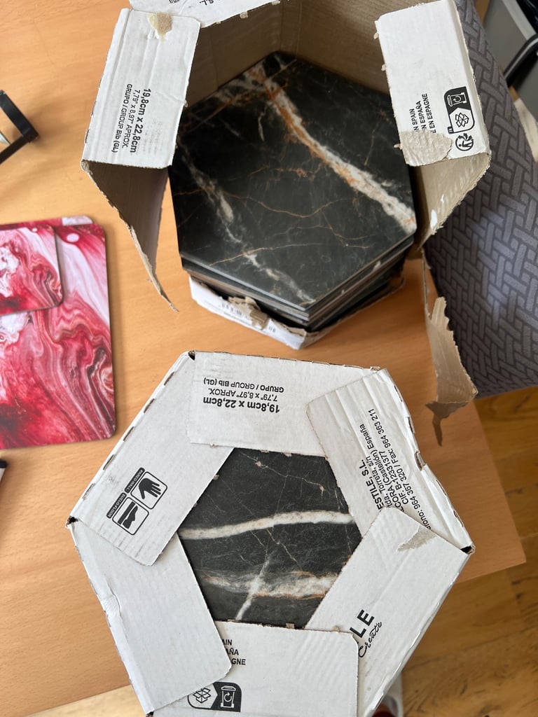 Black Marble Effect Hexagon Tiles
