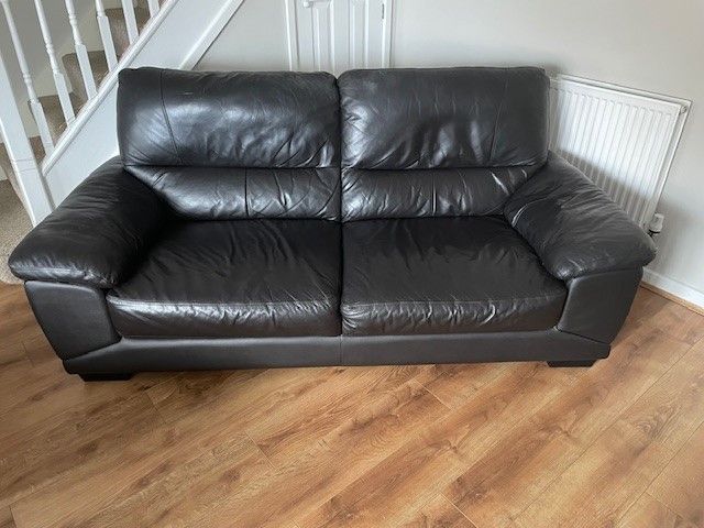 Dark Brown Leather 3 Piece Suite