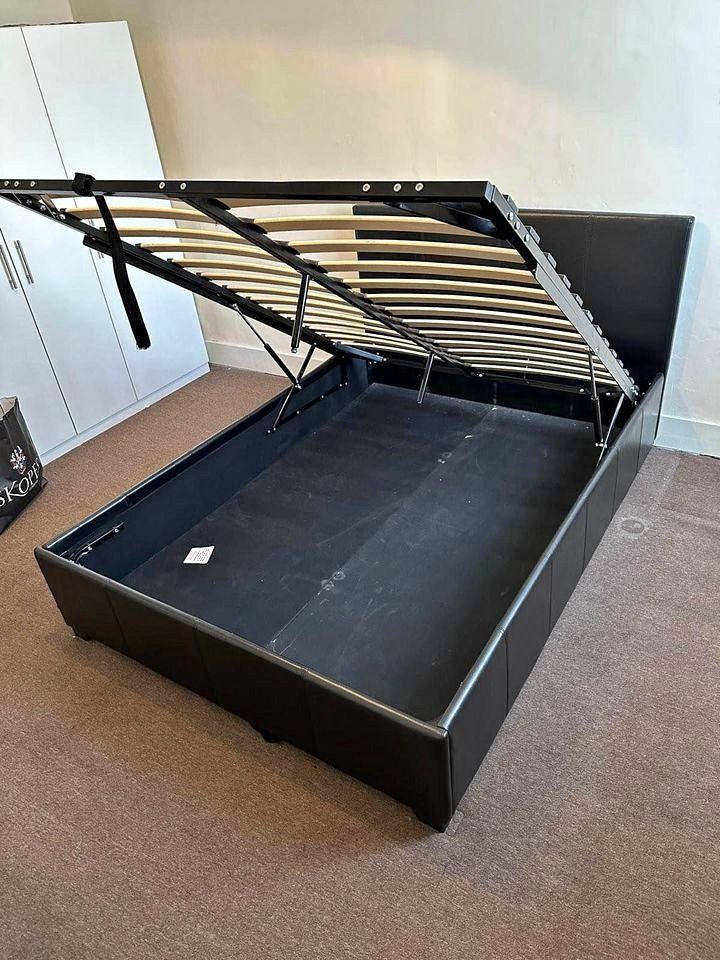 ]] Low Price - Small Double / Double Size Leather Ottoman Storage Bed - Optional Mattress - COD ]]