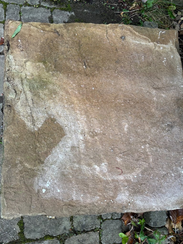 Reclaimed sandstone paving slabs. Approx 23sq metres