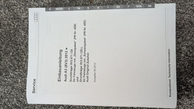 Audi A3 (8V3) 2012 roof bars 