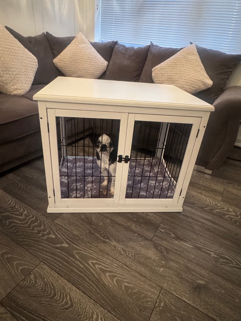 White Wooden 80cm Dog Crate Cage For Sale Puppy Training Pen Enclosure Bed