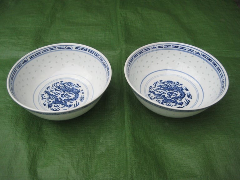 image for 2 Beautifully Decorated Stoneware Bowls: £10.00 Each