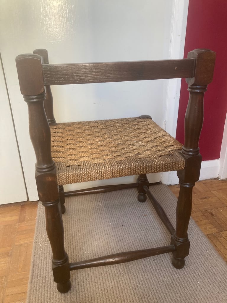 Antique woven rope corner seat. 