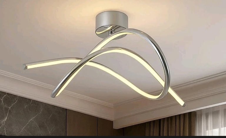 image for LED Flush Mount Ceiling Light Nielsen Home Chrome Swirl Design Semi Flush Modern