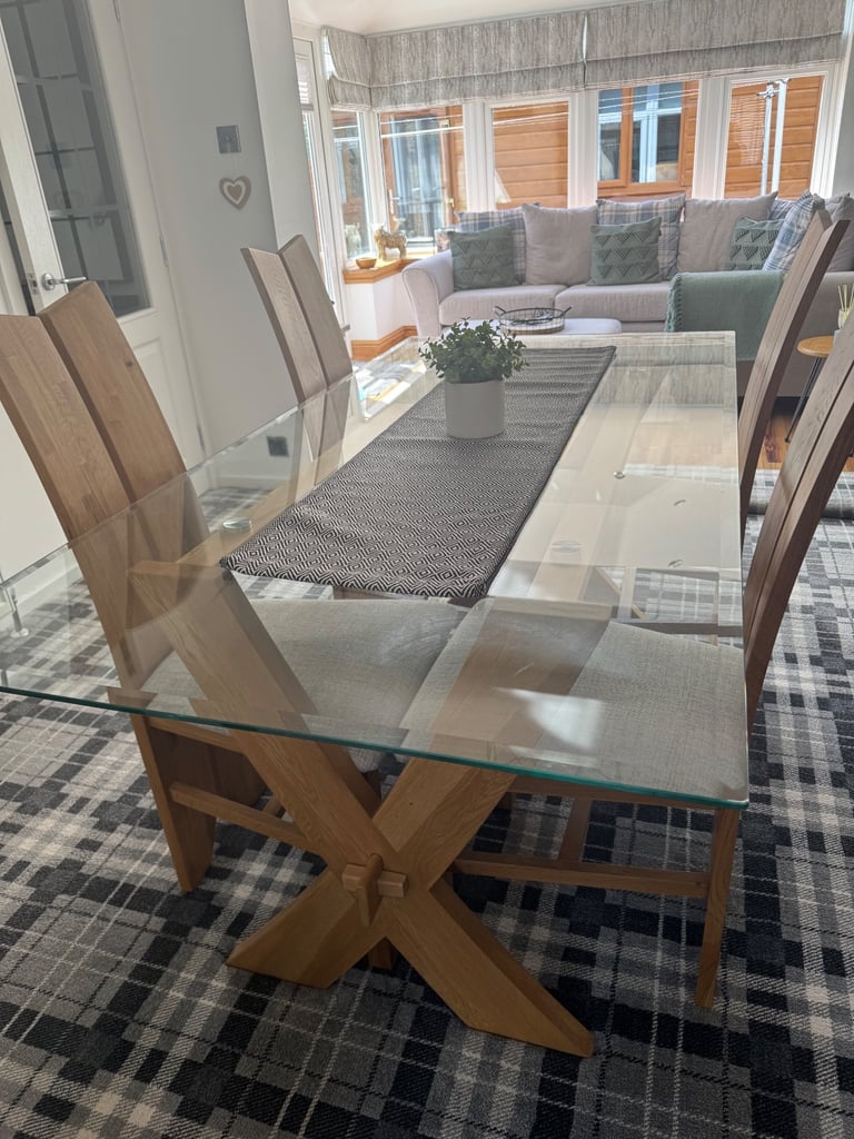 image for Glass dining table and four chairs