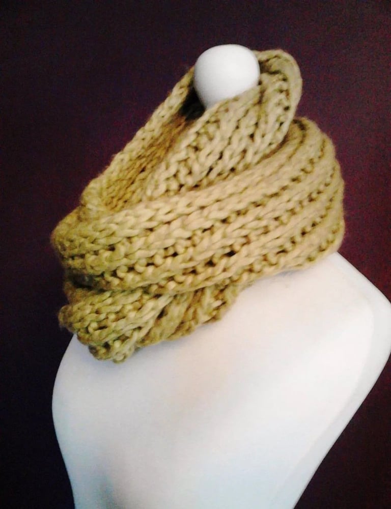 image for Chartreuse Green Long Knit Circle Infinity Winter Scarf.POST OR COLLECT!