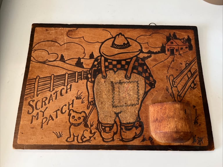 image for WW1 Era American Wooden Stick Holder & Striker Scratch My Patch Wall Board