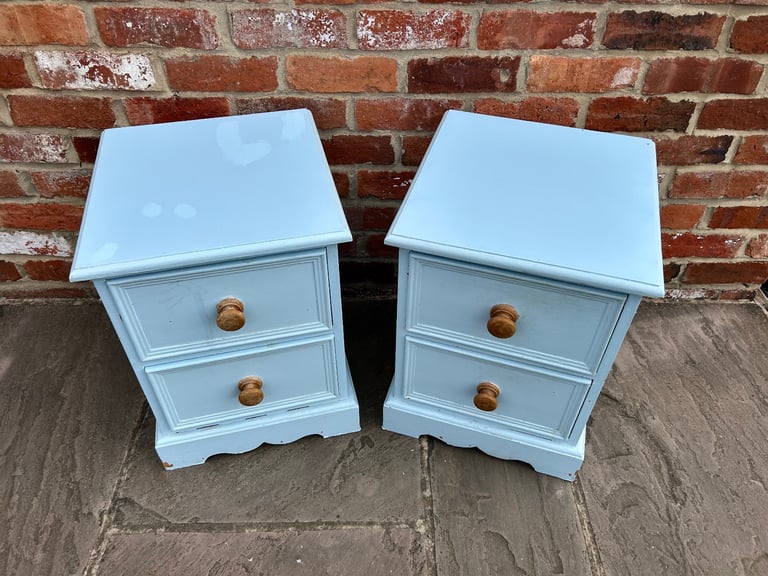 Pair of Solid Pine Bedside Tables for Upcycling Project / Painting - Good Condition 