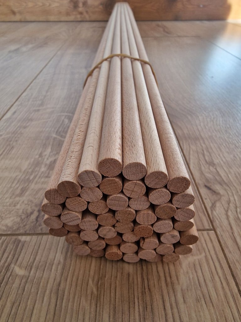 image for 9mm Wooden unpainted dowels, 1 metre long 
