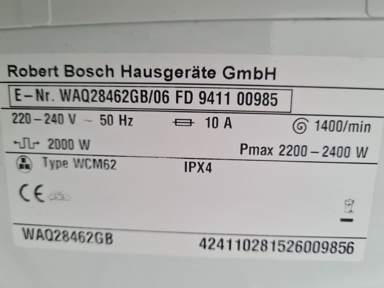 Bosch washing machine 8kg capacity A +++